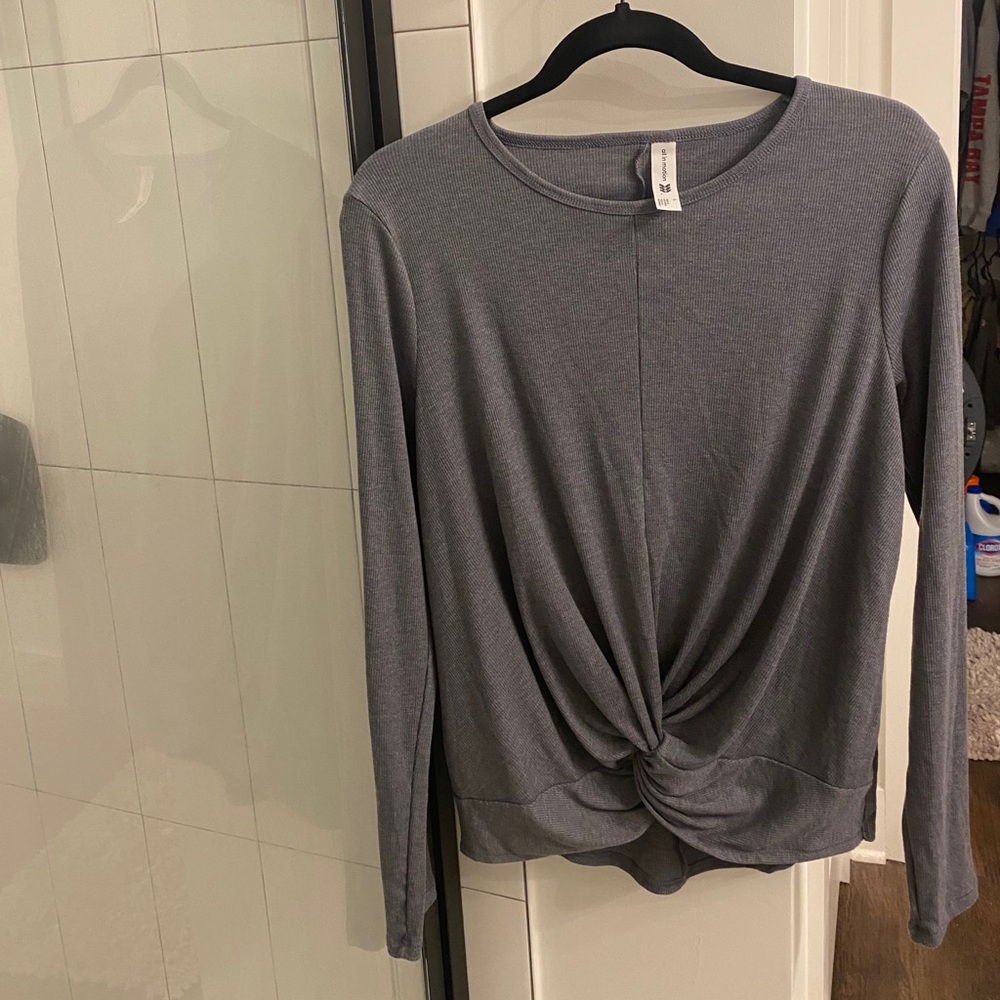 Grey Long Sleeve Workout Top